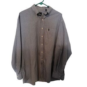 U.S. Polo Assn. Mens Black & White Gingham Long-Sleeve Button-Down Shirt Extra L